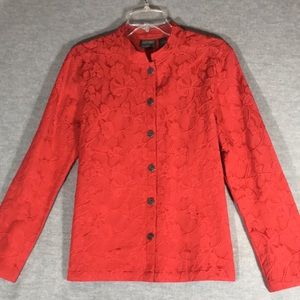 CHICO’S “Additions” Christmas Holiday Valentines Mandarin Style Brocade Jacket